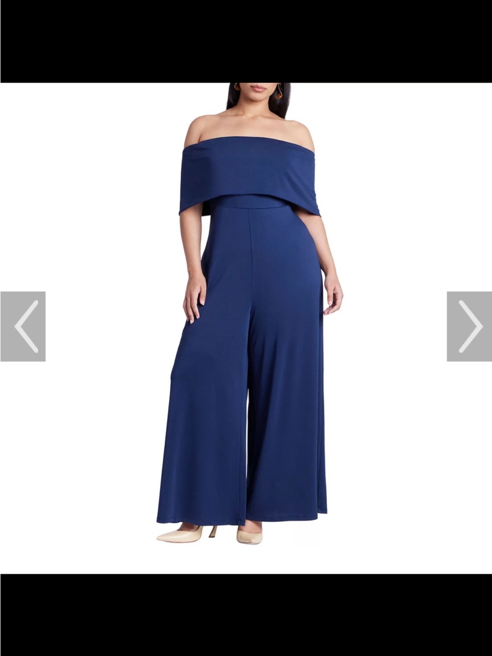 ELOQUII Off-Shoulder Wide-Leg Jumpsuit - Navy